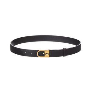 Valentino Vlogo Signature Leather Belt, Black